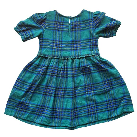 Cat & Jack Green & Blue Plaid Smocked Short Sleeve Dress Girls Size 5T NWOT - Picture 2 of 8